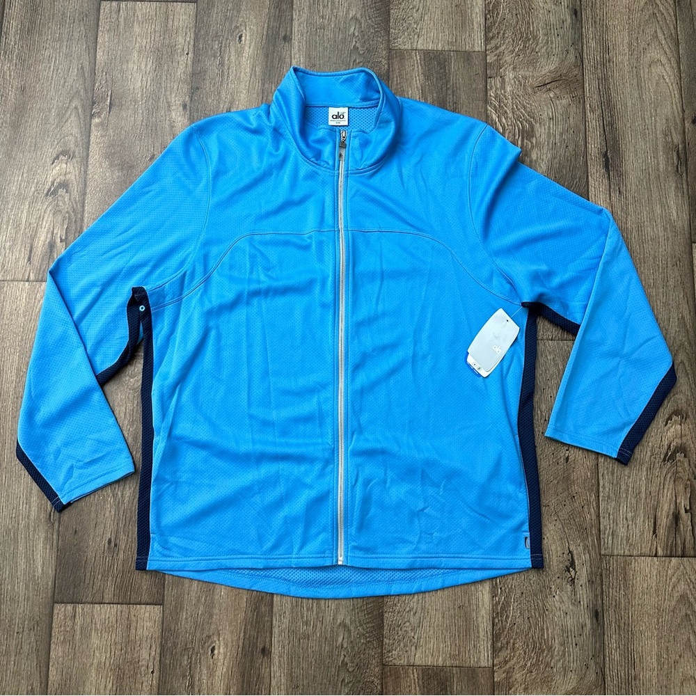 Alo Yoga Coolfit Performance Full Zip Lightweight Jacket Mens Blue